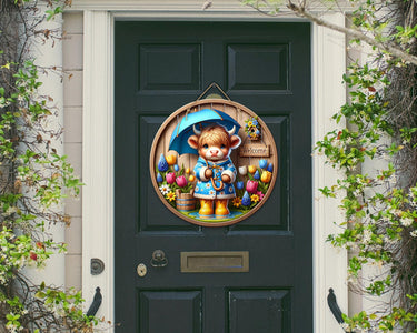 Welcome Cow 2 Colorful Door Hanger - Bright Wooden Sign, Fun Home Decor for Front Door, Seasonal & Year-Round Use, Vibrant Entryway Accent